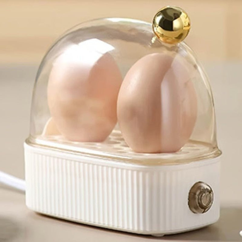 Ribben Dome Egg Cooker – Electric Compact Kitchen Appliance Two Egg Capacity Glass Lid White Ceramic