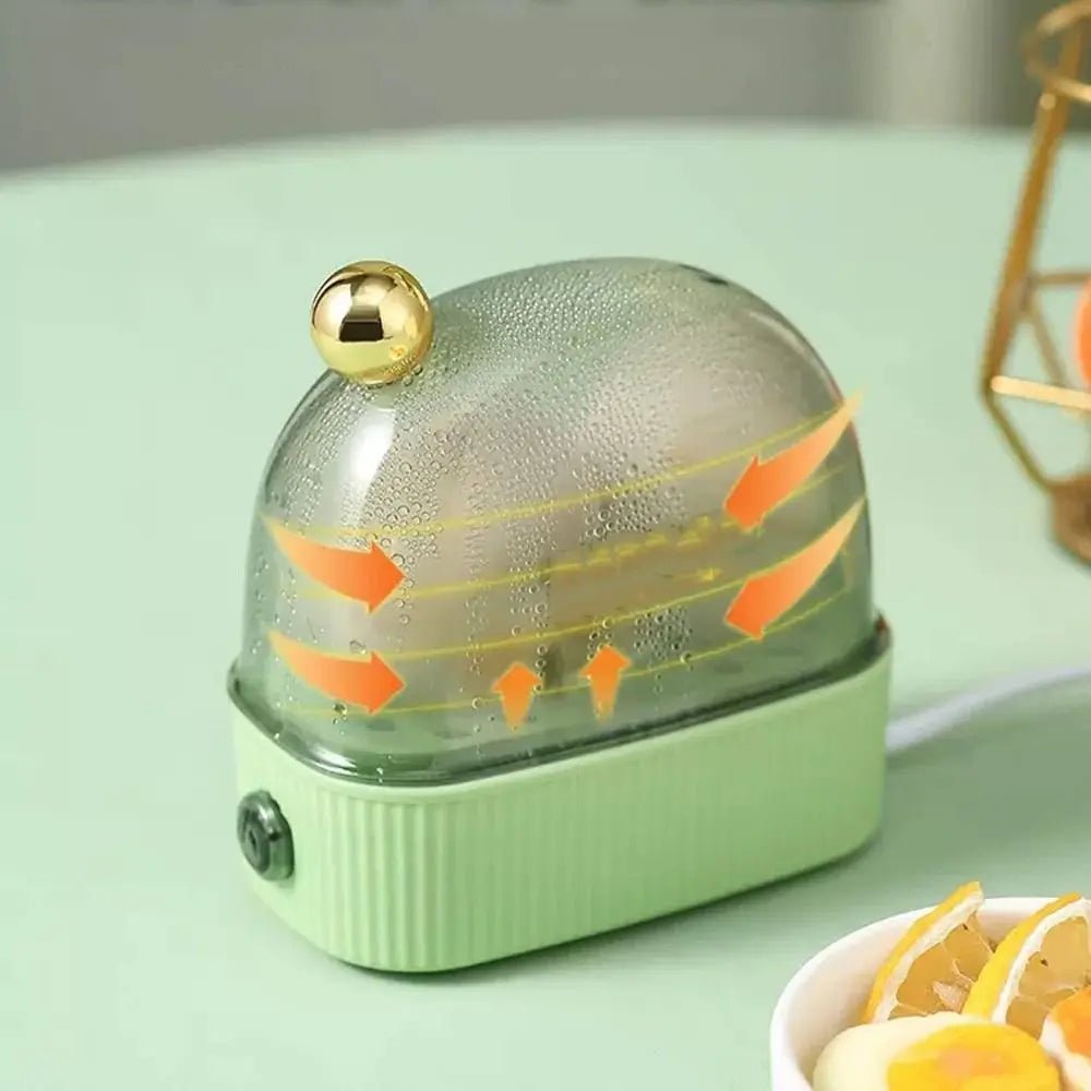 Ribben Dome Egg Cooker – Electric Compact Kitchen Appliance Two Egg Capacity Glass Lid White Ceramic
