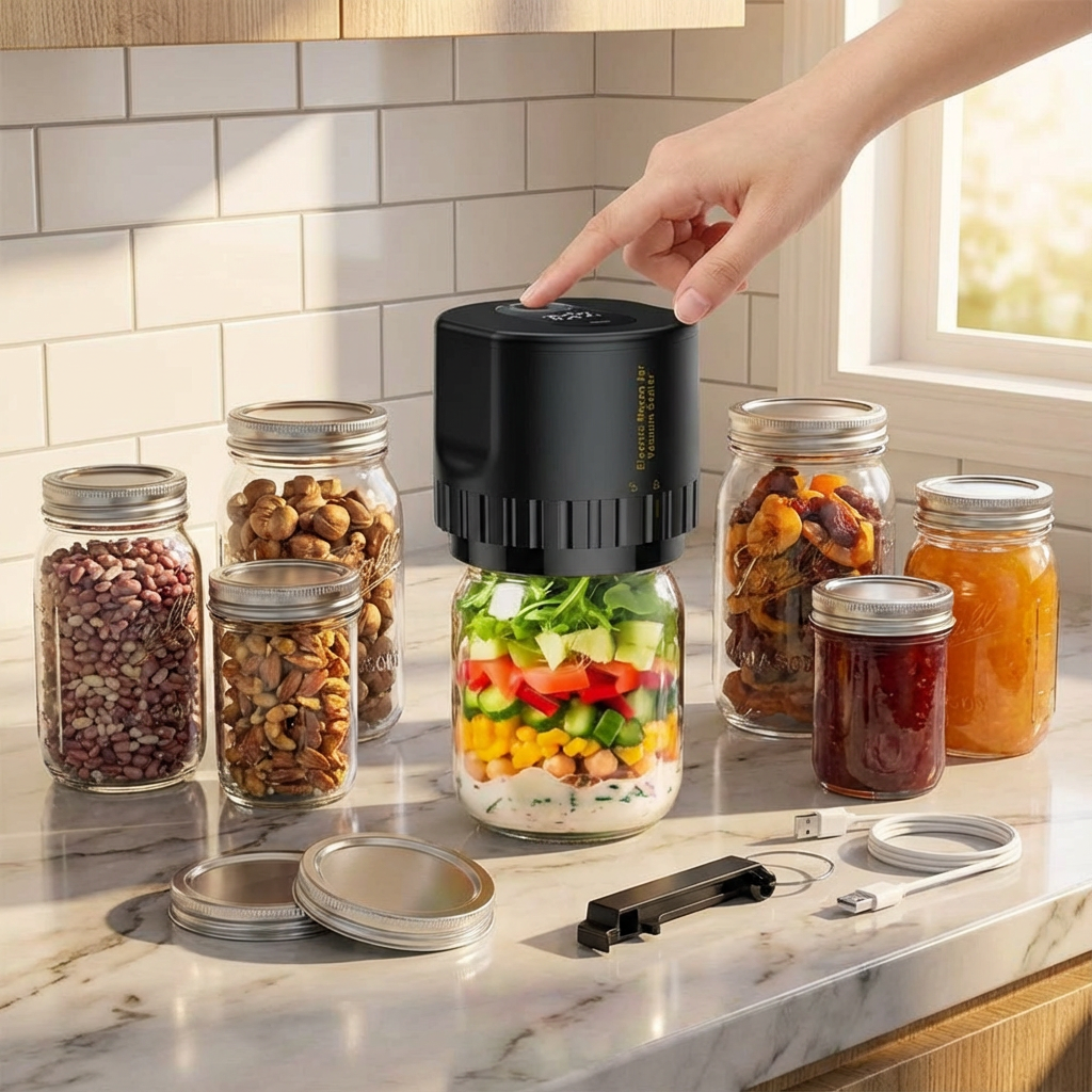 Vexora Electric Vacuum Sealer – Automatic Food Storage Mason Jar Container Airtight Sealing Machine
