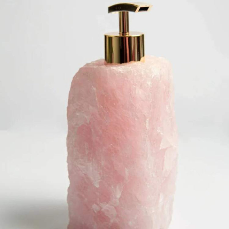 Verdara Stone Soap Dispenser – Natural Green Crystal Rock Bathroom Gold Pump Bottle Luxury Decor