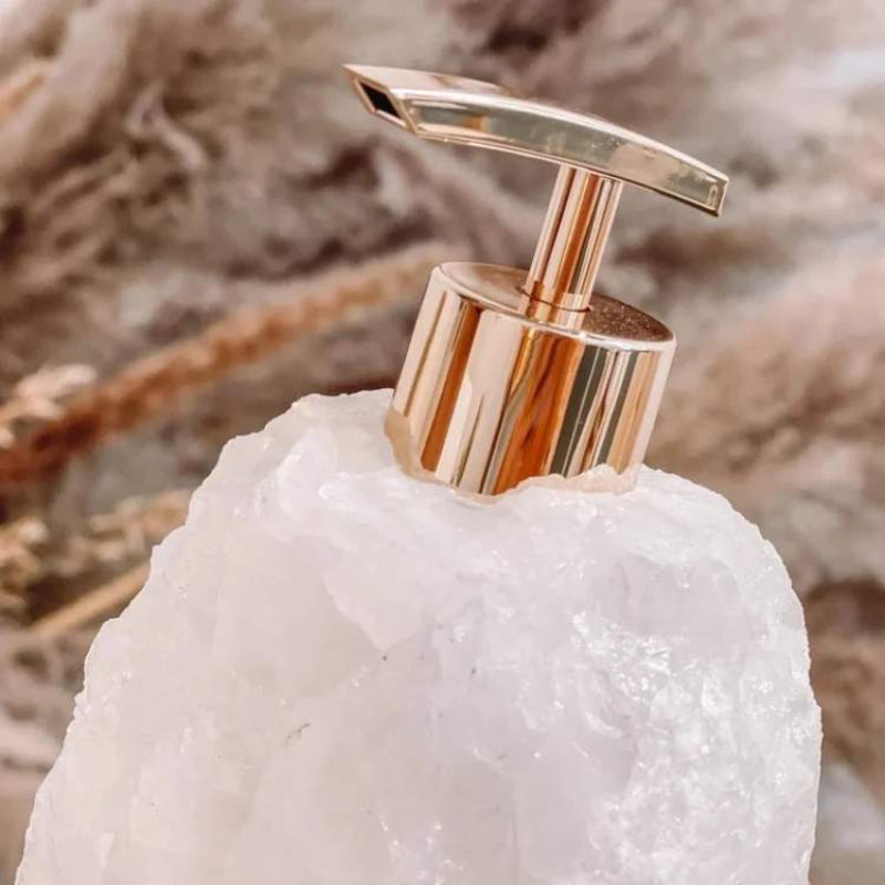 Verdara Stone Soap Dispenser – Natural Green Crystal Rock Bathroom Gold Pump Bottle Luxury Decor
