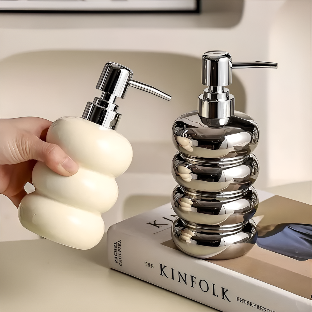 Zenvex Soap Dispenser – Modern Black Ceramic Refillable Liquid Pump Bottle Bathroom Kitchen Countertop
