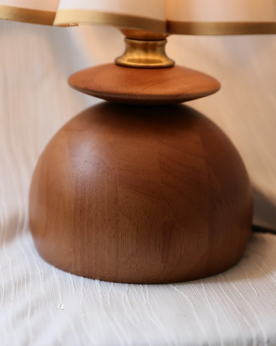 Petalo Table Lamp – Wood Base Fabric Shade Living Room Bedroom Decorative Lighting Accent