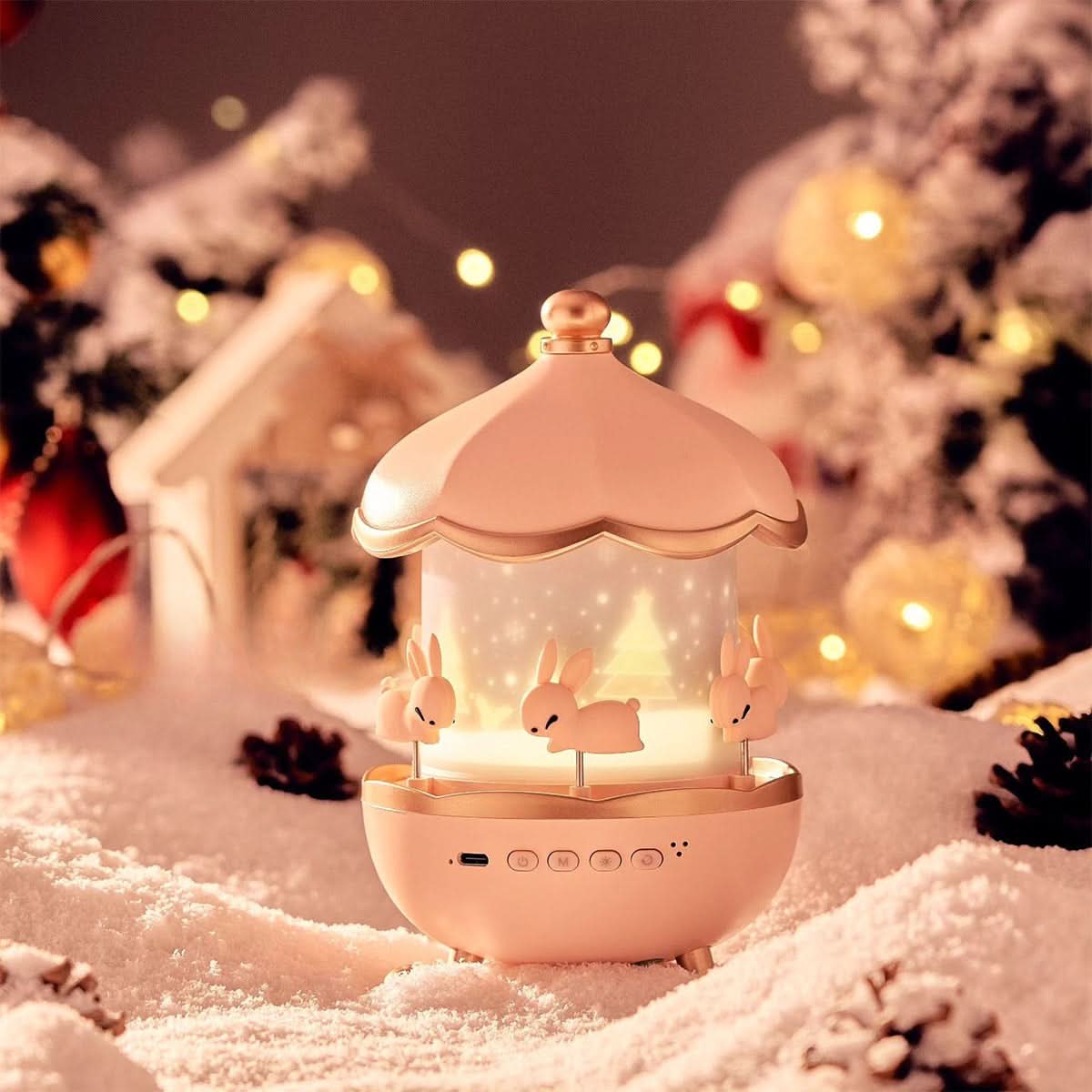 Caressa Carousel Night Light – LED Star Projector Galaxy Rotating Lamp Bedroom Nursery Decorative Lighting