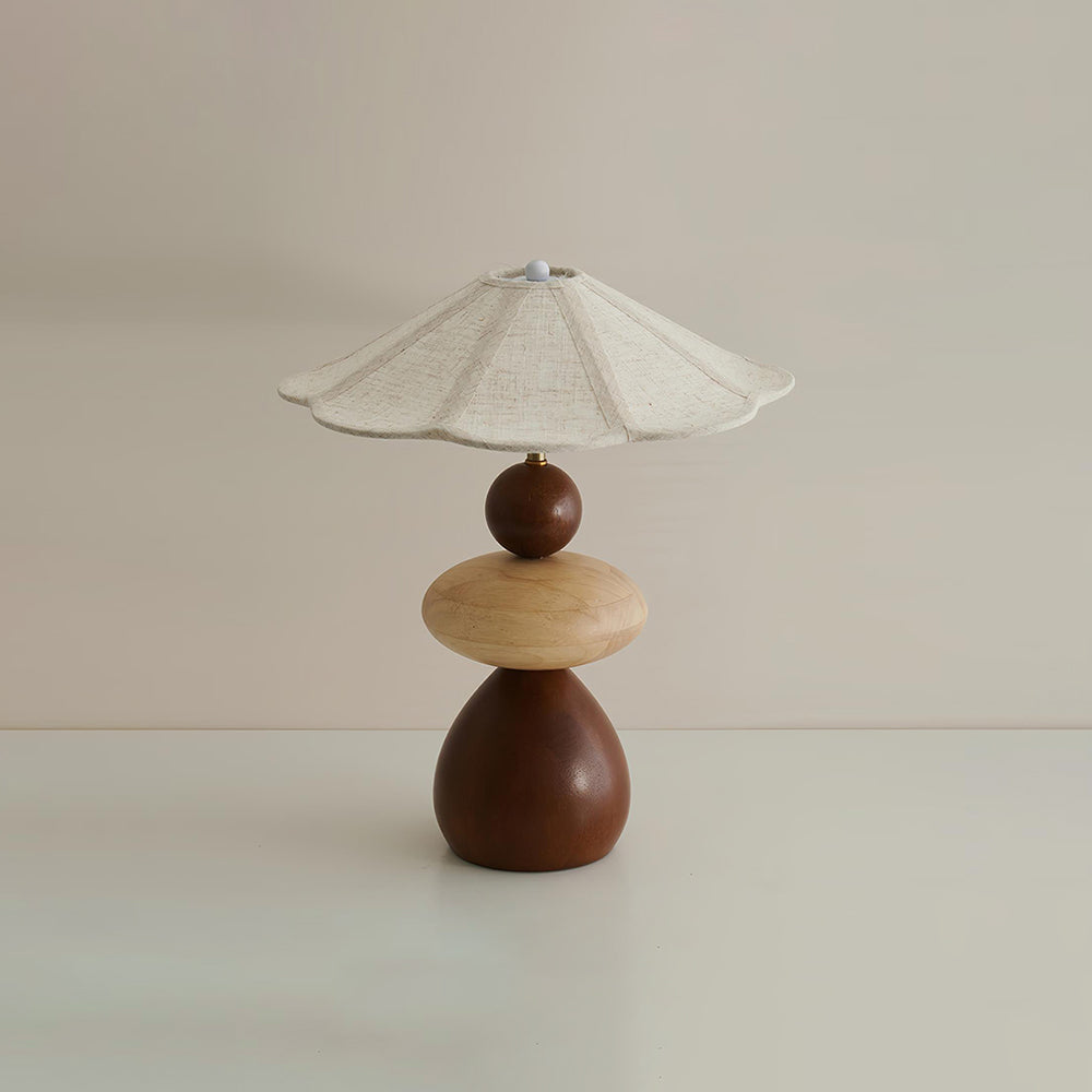 Stonara Table Lamp – Modern Wood Base Linen Shade Decorative Lighting Bedroom Living Room Desk