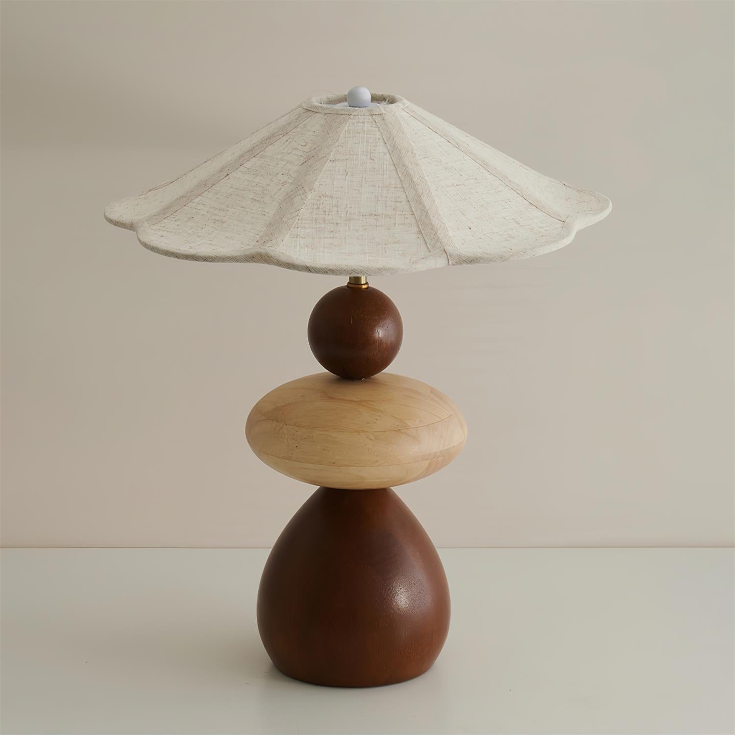 Stonara Table Lamp – Modern Wood Base Linen Shade Decorative Lighting Bedroom Living Room Desk