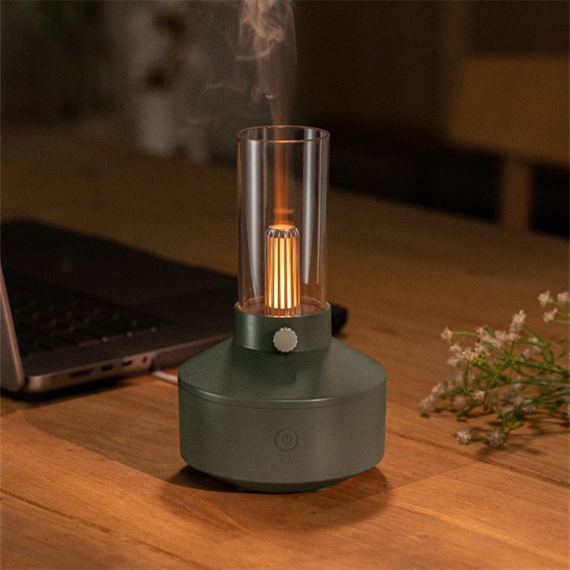 Verdant Mist Aroma Diffuser – LED Flameless Candles Decorative Lanterns Table Lamp Bedroom Living Room