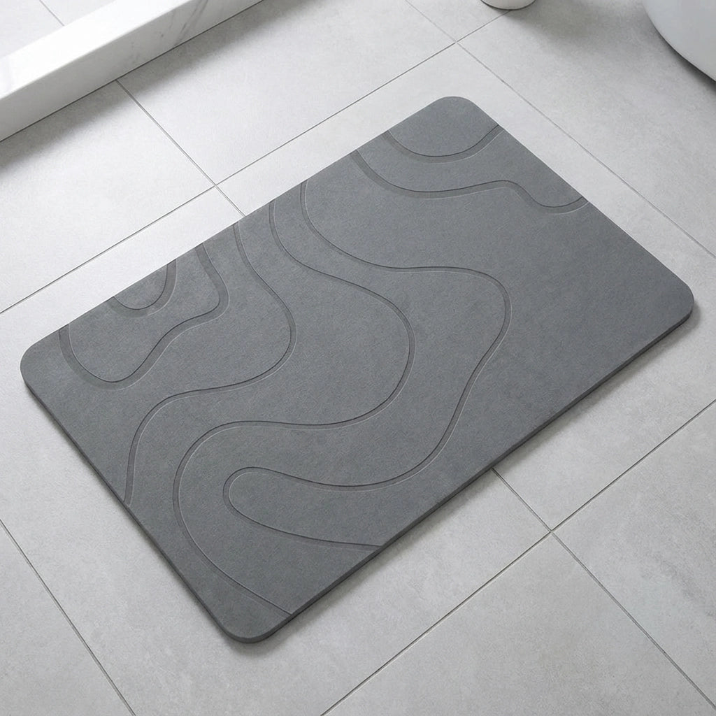 Ripplux Memory Bath Mat – Diatomite Stone Surface Non-Slip Shower Bathroom Floor Mat Fast Drying