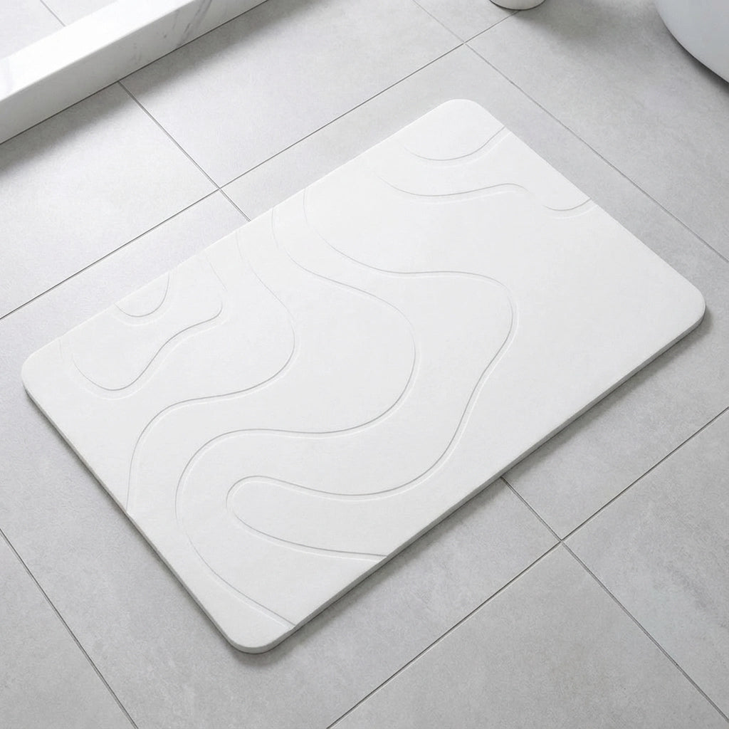 Ripplux Memory Bath Mat – Diatomite Stone Surface Non-Slip Shower Bathroom Floor Mat Fast Drying