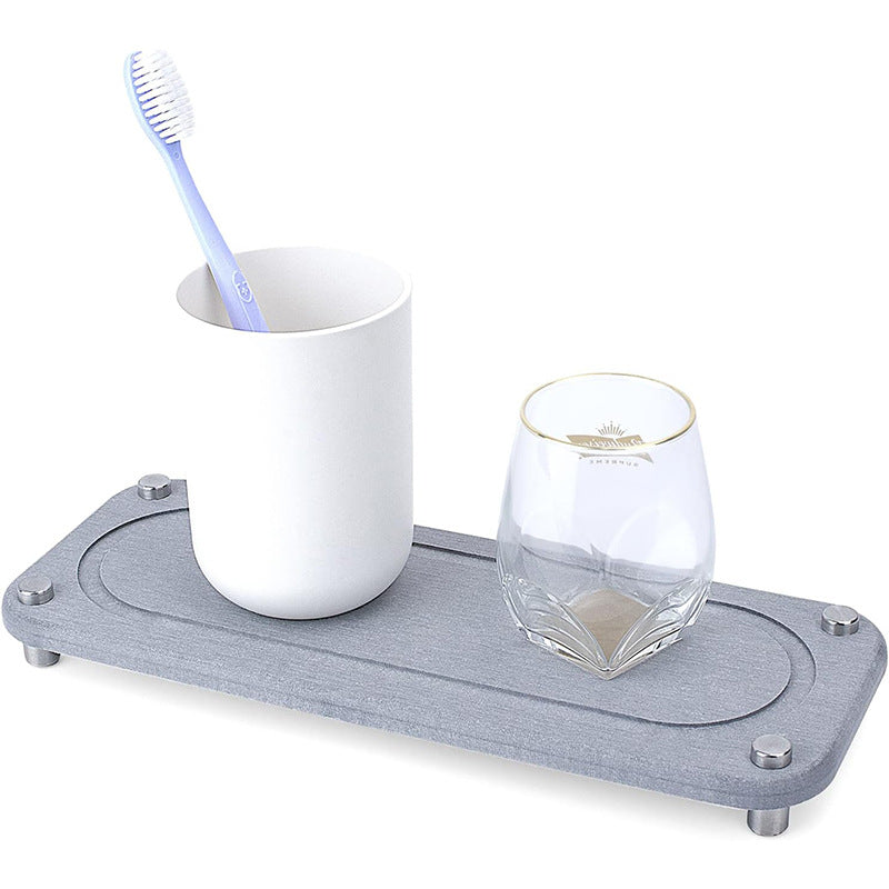 Valdris Diatomite Sink Tray – Bathroom Countertop Organizer Toothbrush Cup Holder Kitchen Storage