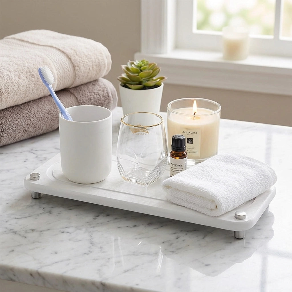 Valdris Diatomite Sink Tray – Bathroom Countertop Organizer Toothbrush Cup Holder Kitchen Storage