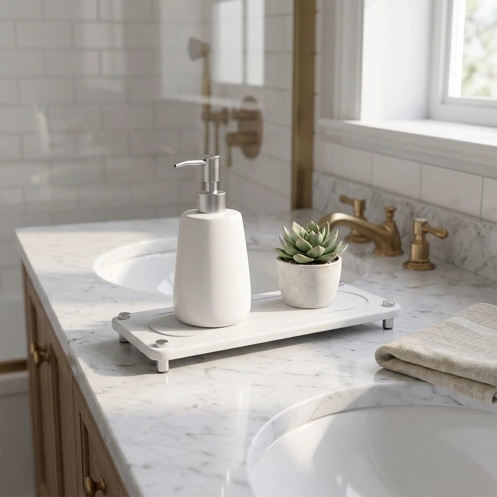 Valdris Diatomite Sink Tray – Bathroom Countertop Organizer Toothbrush Cup Holder Kitchen Storage
