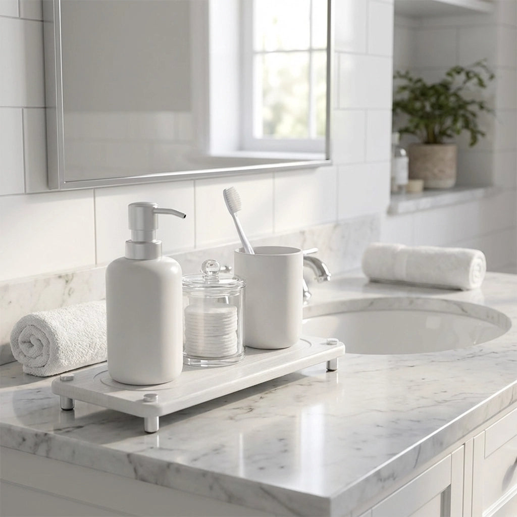 Valdris Diatomite Sink Tray – Bathroom Countertop Organizer Toothbrush Cup Holder Kitchen Storage
