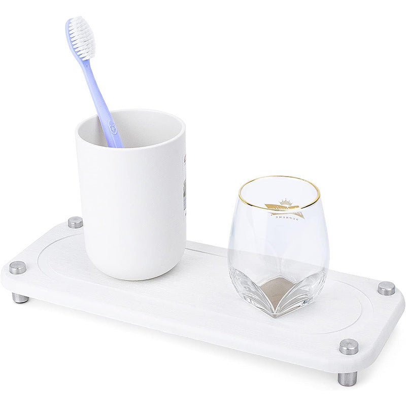 Valdris Diatomite Sink Tray – Bathroom Countertop Organizer Toothbrush Cup Holder Kitchen Storage