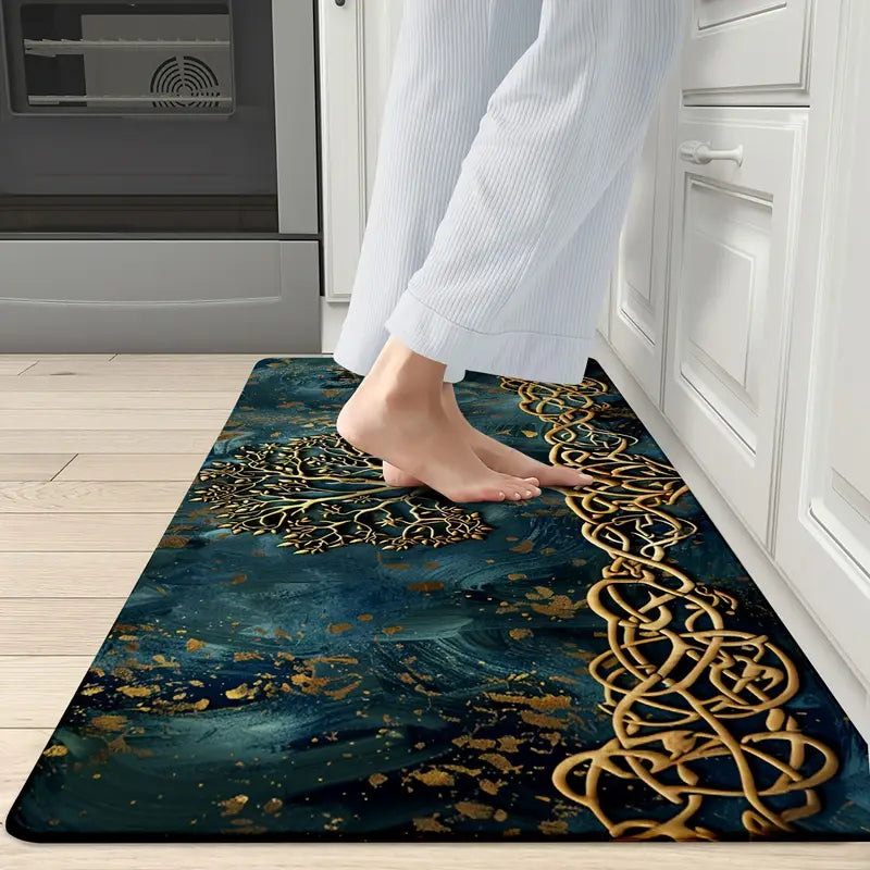Arboros Tree of Life Floor Mat – Decorative Entryway Kitchen Rug Non-Slip Rubber Backed Indoor