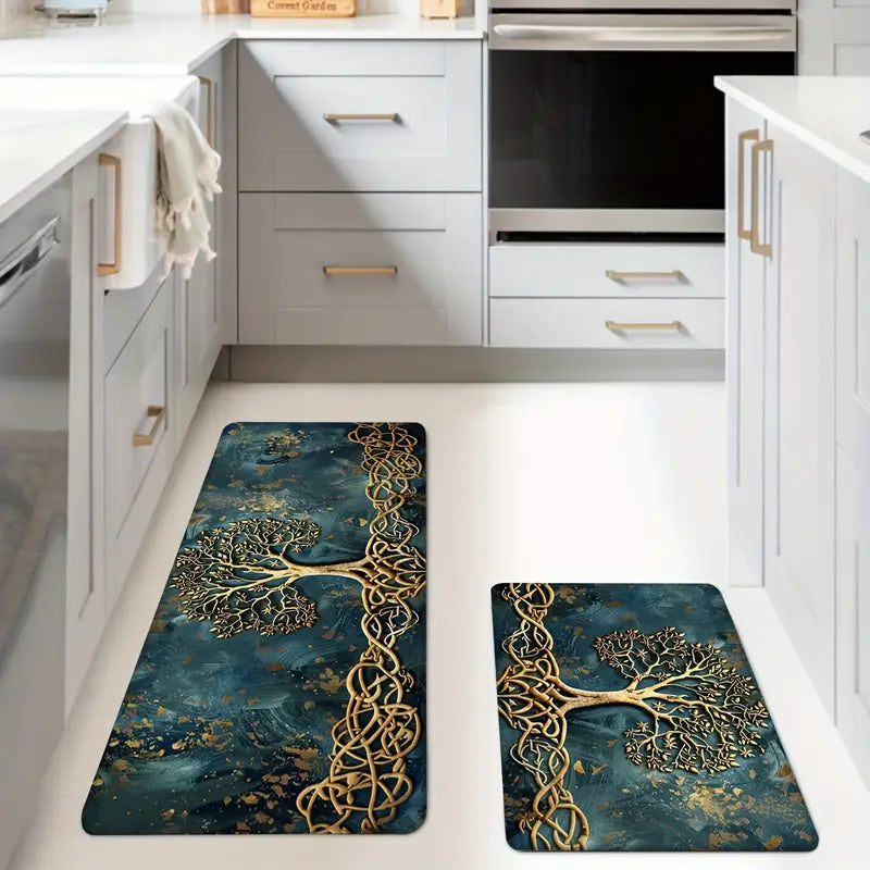 Arboros Tree of Life Floor Mat – Decorative Entryway Kitchen Rug Non-Slip Rubber Backed Indoor