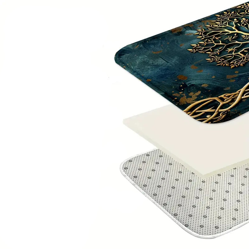 Arboros Tree of Life Floor Mat – Decorative Entryway Kitchen Rug Non-Slip Rubber Backed Indoor