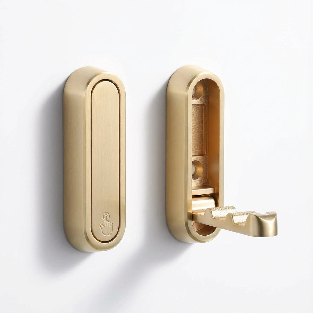 Valdren Wall Hook – Foldable Space Saving Bathroom Towel Rack Coat Hanger Robe Holder Gold Zinc Alloy