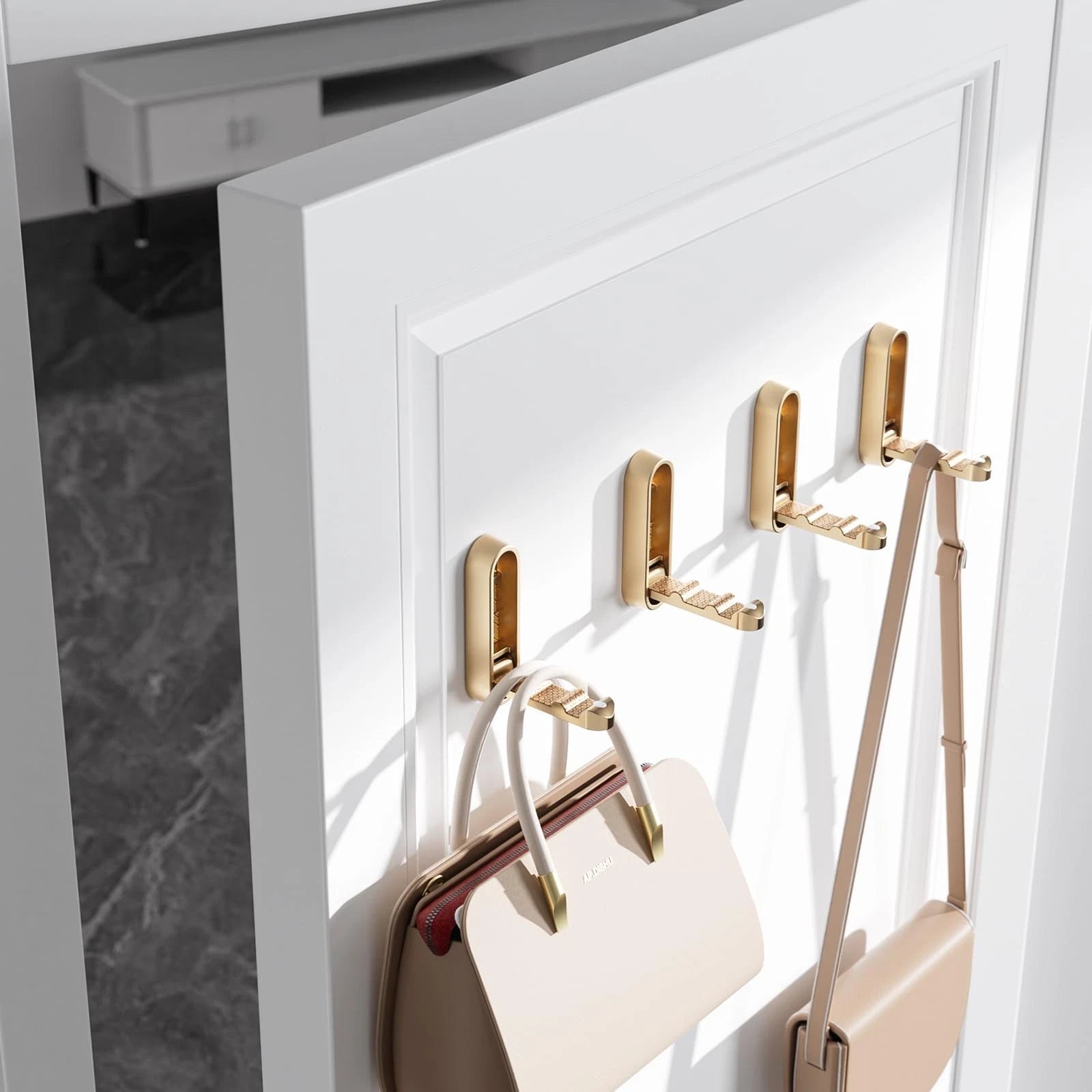 Valdren Wall Hook – Foldable Space Saving Bathroom Towel Rack Coat Hanger Robe Holder Gold Zinc Alloy