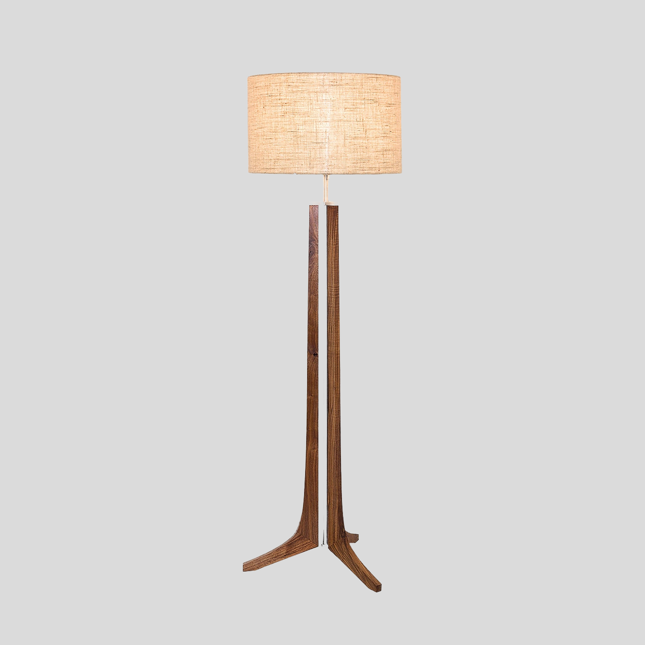 Musa Wood Tripod Floor Lamp – Mid-Century Modern Linen Shade Standing Light