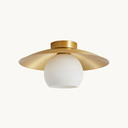 Brass Dome Flush Mount Ceiling Light – Modern Frosted Glass Fixture