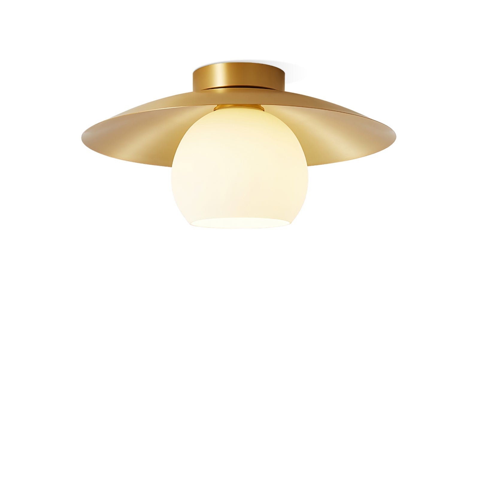 Brass Dome Flush Mount Ceiling Light – Modern Frosted Glass Fixture