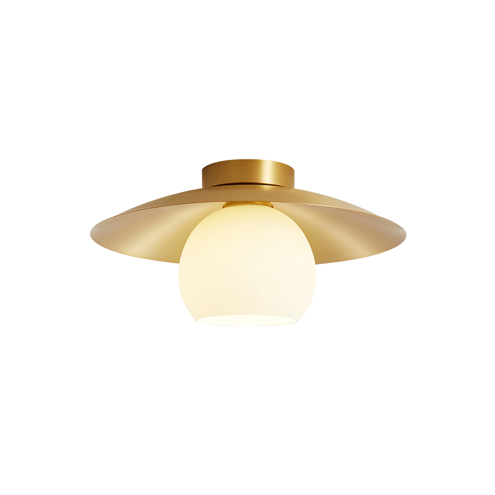 Brass Dome Flush Mount Ceiling Light – Modern Frosted Glass Fixture