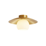 Brass Dome Flush Mount Ceiling Light – Modern Frosted Glass Fixture
