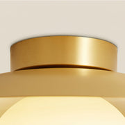 Brass Dome Flush Mount Ceiling Light – Modern Frosted Glass Fixture