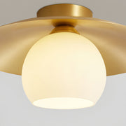Brass Dome Flush Mount Ceiling Light – Modern Frosted Glass Fixture
