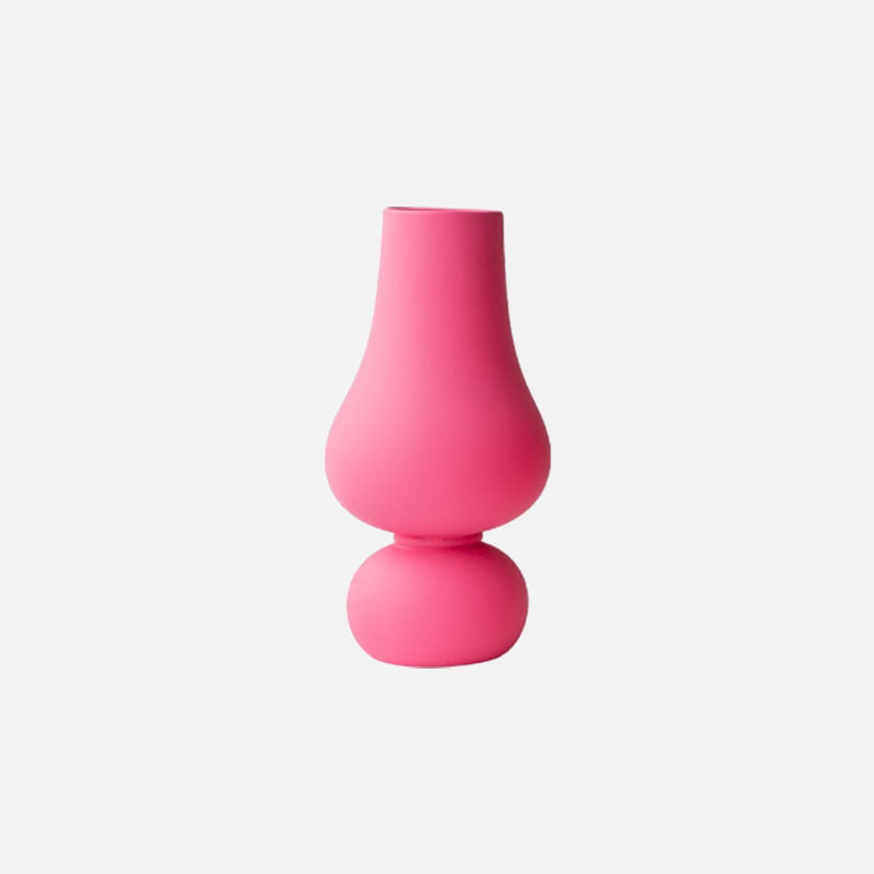 Bubblo Ceramic Vase – Pink Glazed Decorative Flower Vase Living Room Table Centerpiece