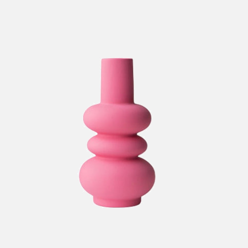 Bubblo Ceramic Vase – Pink Glazed Decorative Flower Vase Living Room Table Centerpiece