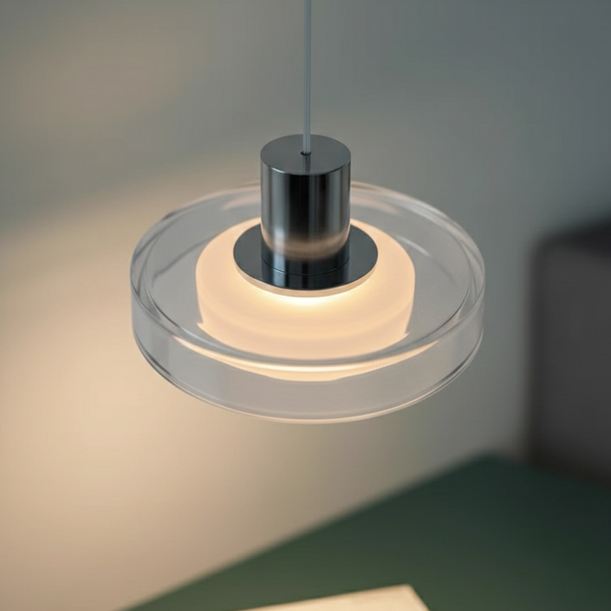 Aeris Halo Glass Pendant Light – Modern Minimalist LED Dining Table Hanging Ceiling Fixture