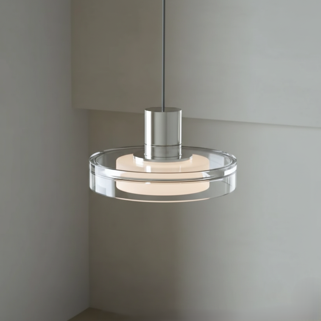 Aeris Halo Glass Pendant Light – Modern Minimalist LED Dining Table Hanging Ceiling Fixture