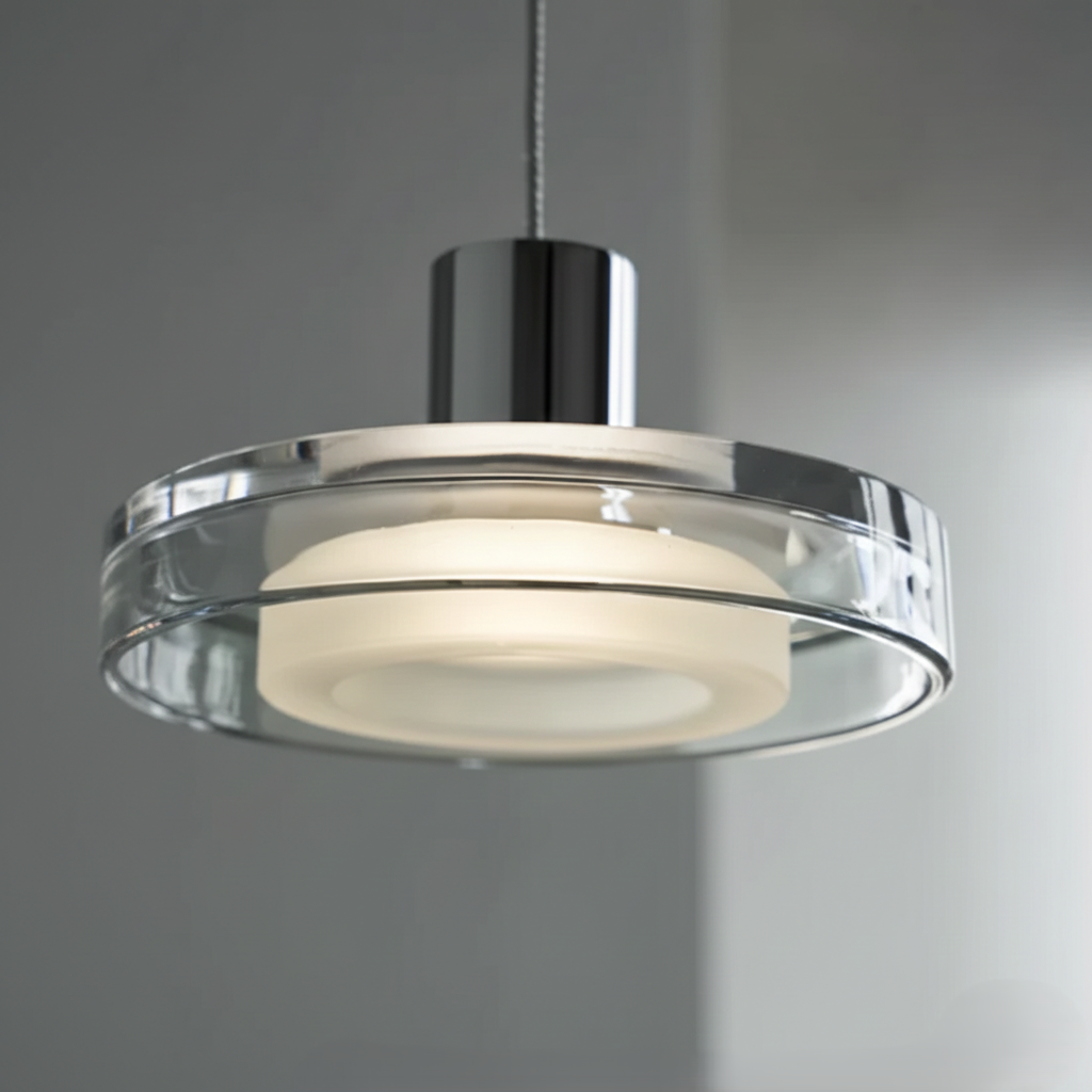 Aeris Halo Glass Pendant Light – Modern Minimalist LED Dining Table Hanging Ceiling Fixture