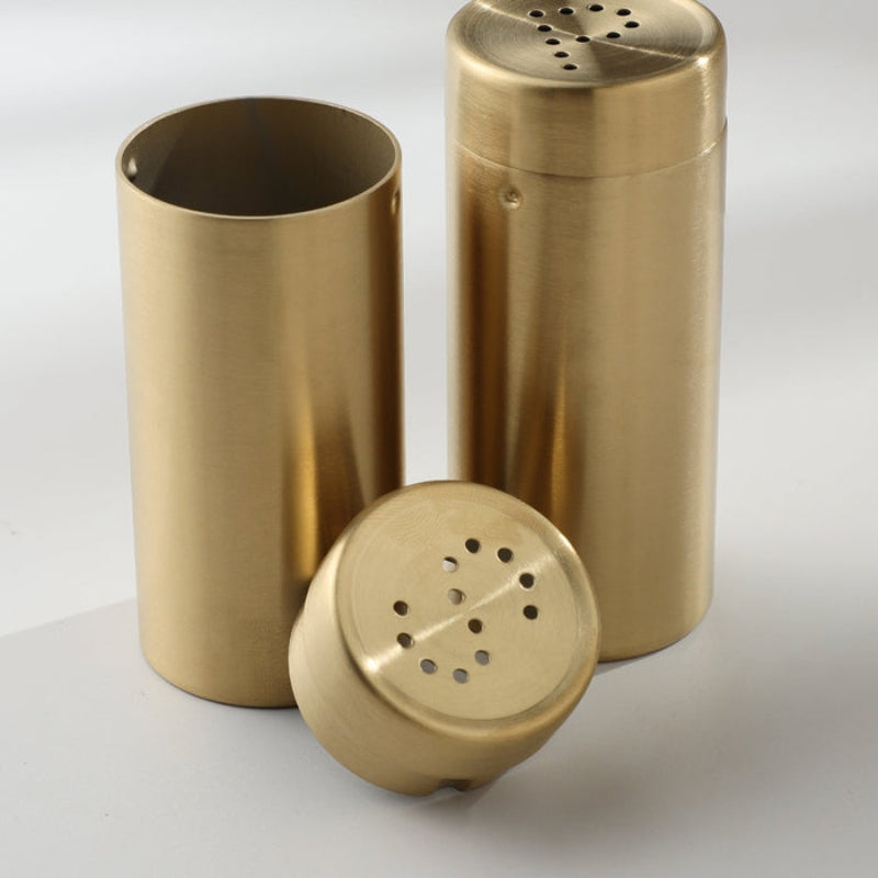 Brenton Salt Pepper Shaker Set – Brushed Gold Stainless Steel Kitchen Table Dining Decorative