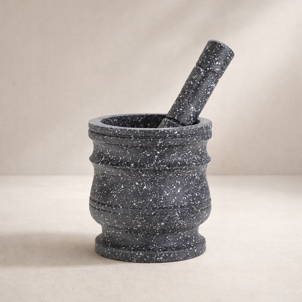 Granitos Mortar Pestle Set – Granite Stone Spice Herb Grinder Kitchen Tool Heavy Duty Natural