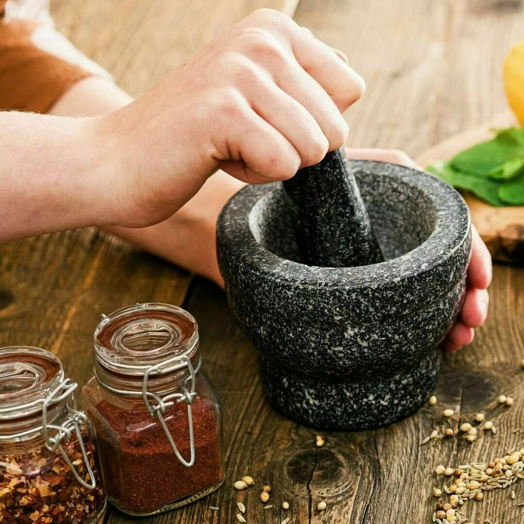 Granitos Mortar Pestle Set – Granite Stone Spice Herb Grinder Kitchen Tool Heavy Duty Natural