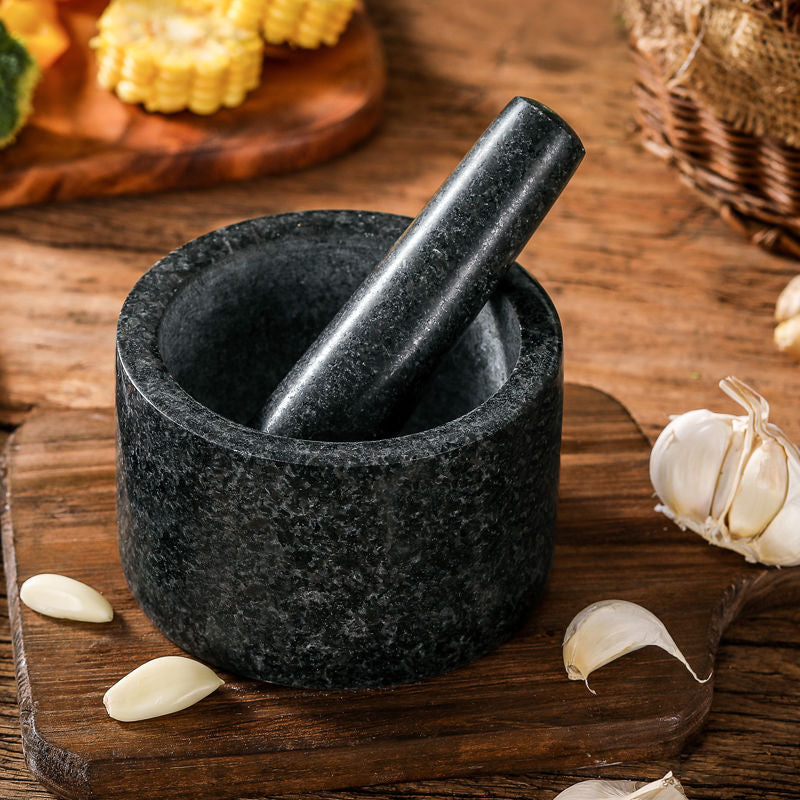 Obsido Stone Mortar Pestle Set – Natural Granite Kitchen Spice Herb Grinder Bowl 5 Inch