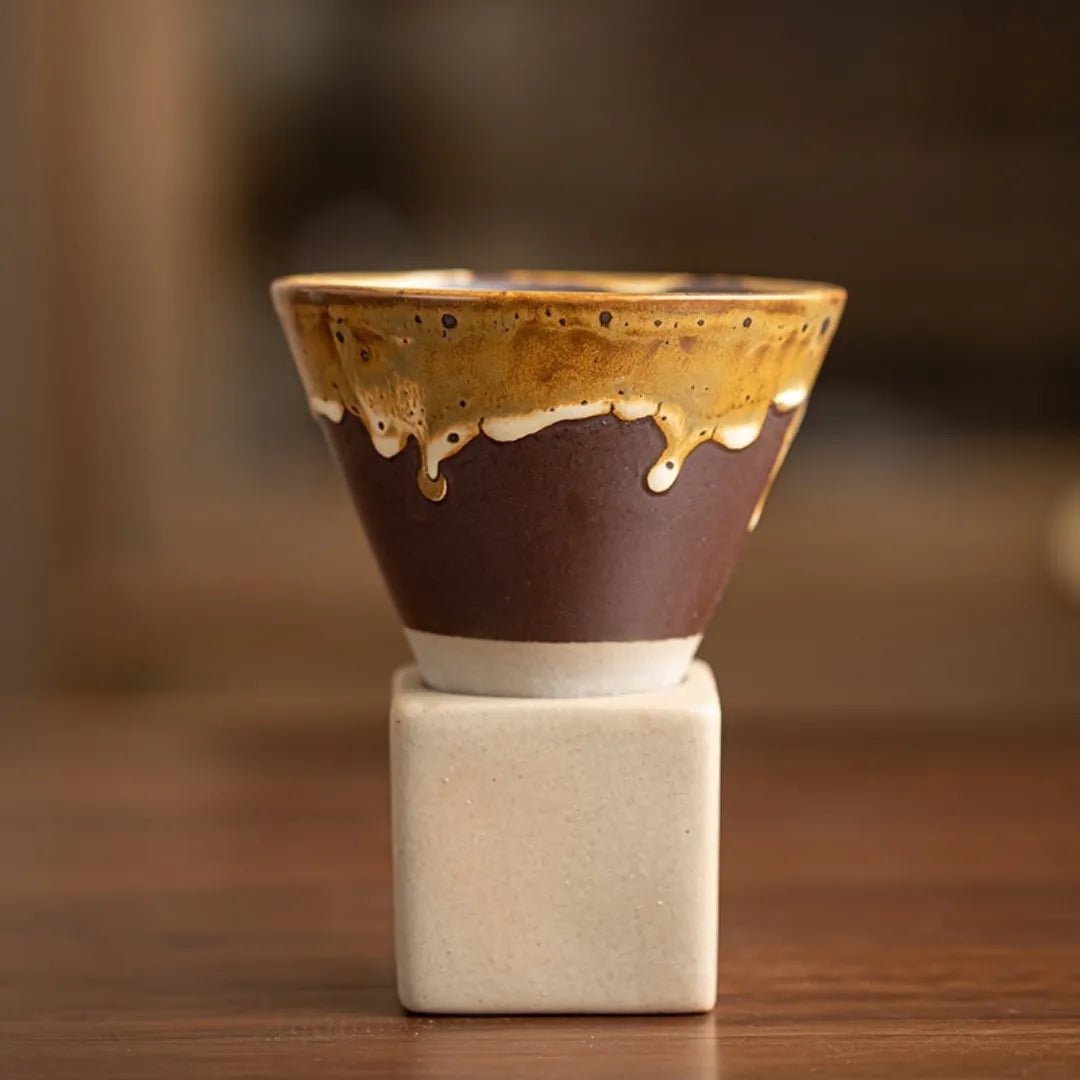 Cascada Ceramic Espresso Cup – Handmade Artisan Coffee Mug Minimalist Kitchen Drip Glaze Design