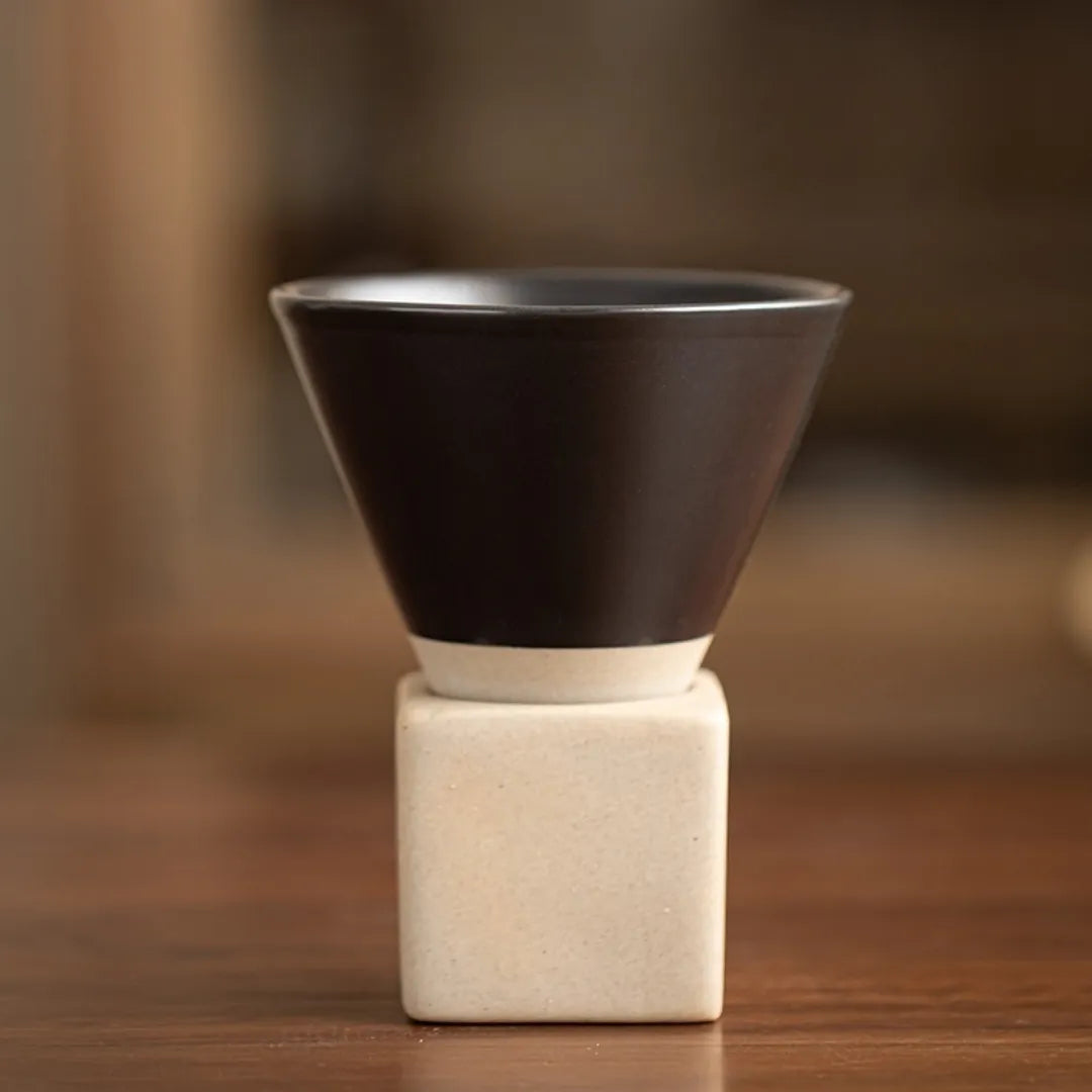 Cascada Ceramic Espresso Cup – Handmade Artisan Coffee Mug Minimalist Kitchen Drip Glaze Design