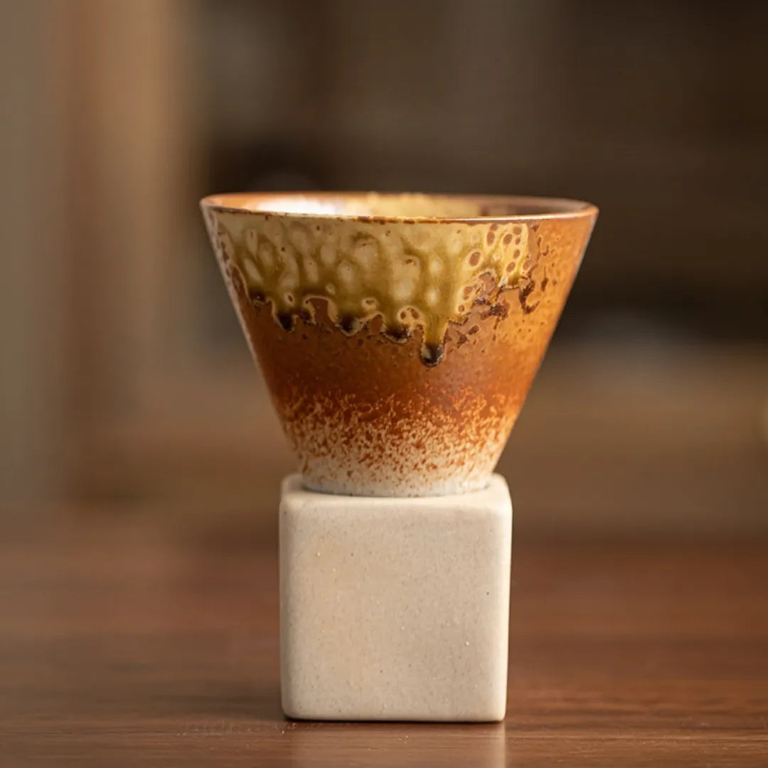 Cascada Ceramic Espresso Cup – Handmade Artisan Coffee Mug Minimalist Kitchen Drip Glaze Design