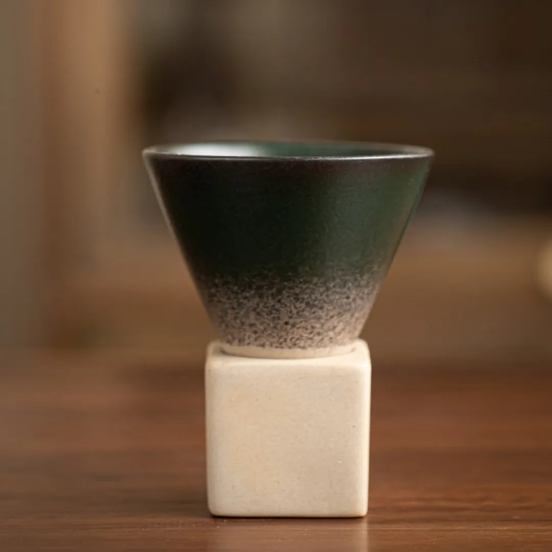 Cascada Ceramic Espresso Cup – Handmade Artisan Coffee Mug Minimalist Kitchen Drip Glaze Design