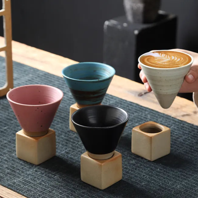 Cascada Ceramic Espresso Cup – Handmade Artisan Coffee Mug Minimalist Kitchen Drip Glaze Design