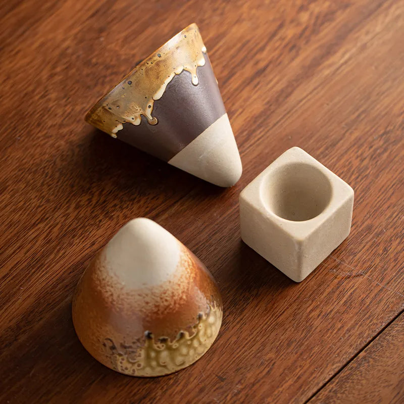 Cascada Ceramic Espresso Cup – Handmade Artisan Coffee Mug Minimalist Kitchen Drip Glaze Design