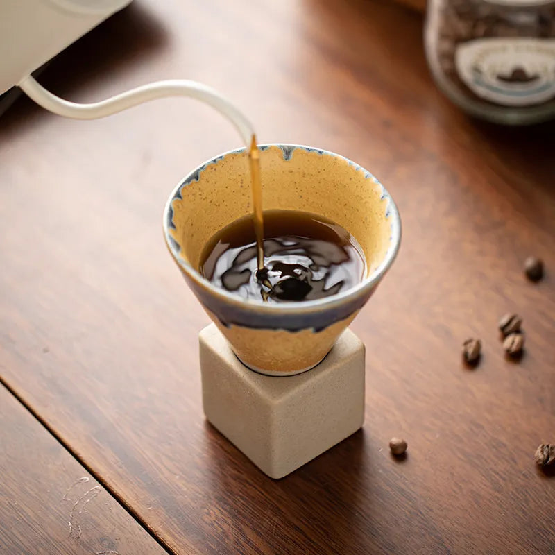 Cascada Ceramic Espresso Cup – Handmade Artisan Coffee Mug Minimalist Kitchen Drip Glaze Design