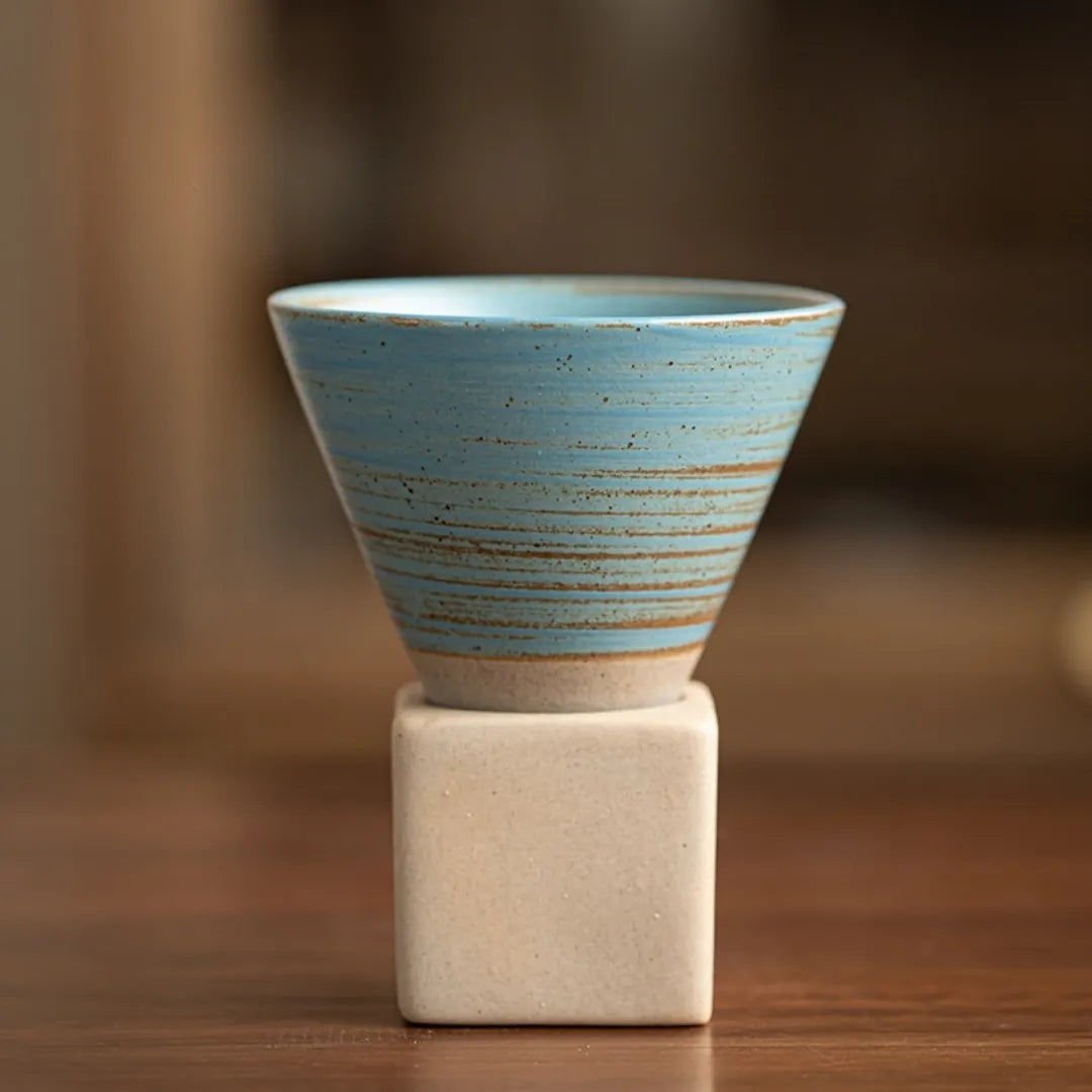 Cascada Ceramic Espresso Cup – Handmade Artisan Coffee Mug Minimalist Kitchen Drip Glaze Design