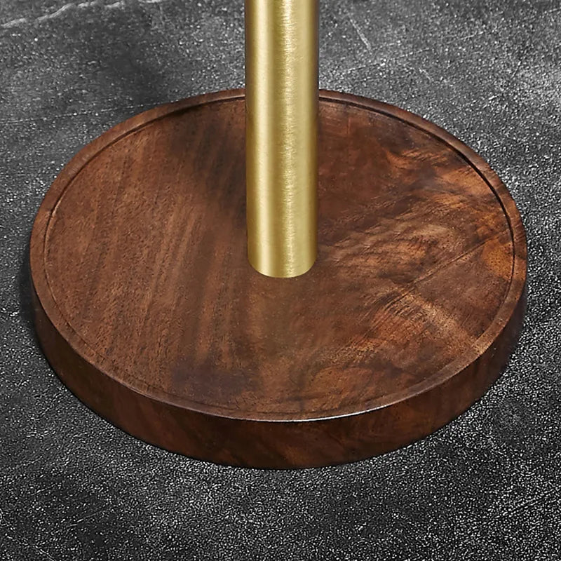 Valdrin Paper Towel Holder – Standing Kitchen Countertop Organizer Walnut Wood Gold Brass Modern