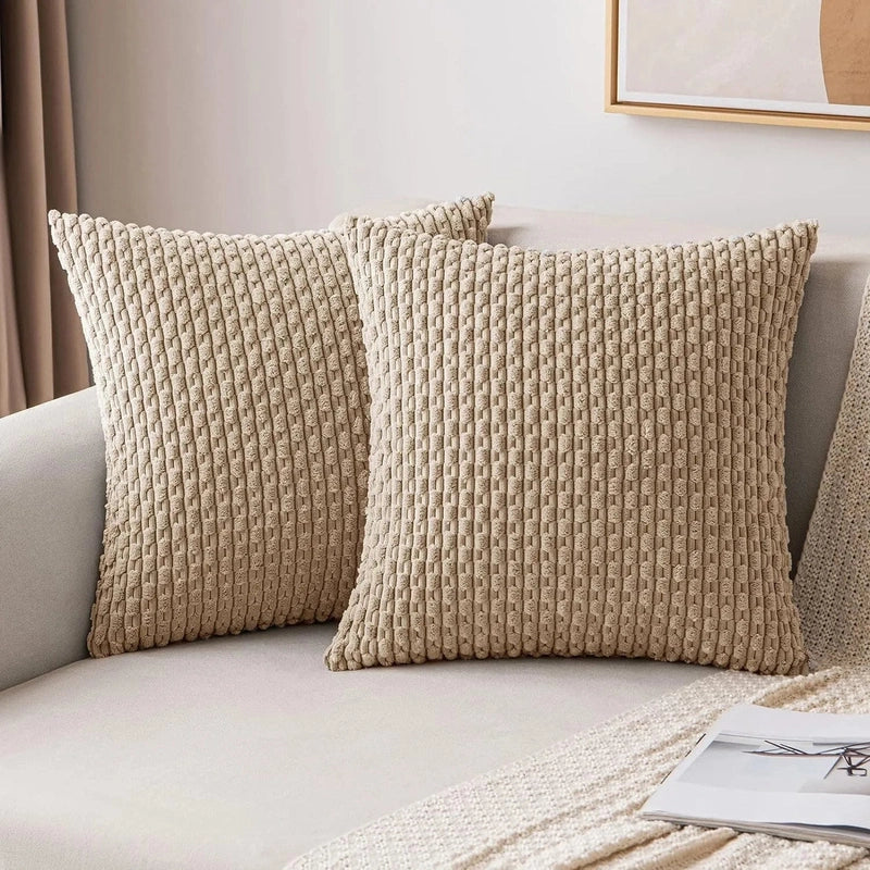 Cordale Textured Cushion Cover – Ribbed Corduroy Throw Pillow Case Decorative Living Room Bedroom Sofa