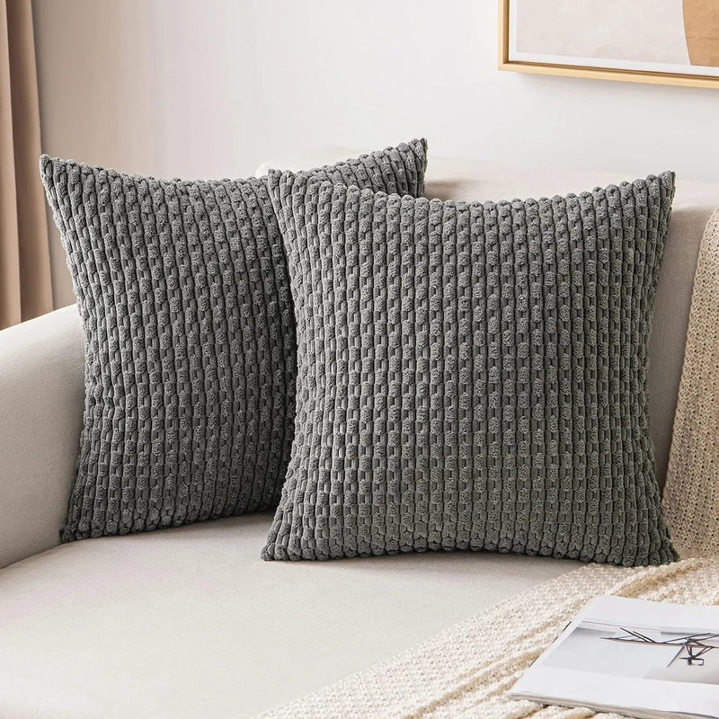 Cordale Textured Cushion Cover – Ribbed Corduroy Throw Pillow Case Decorative Living Room Bedroom Sofa